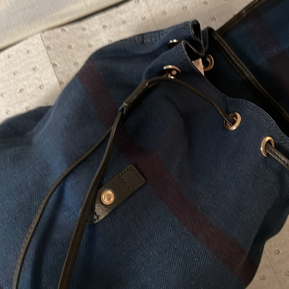 Burberry Medium Canvas Check Overdye Chiltern Backpack in Ultramarine Blue/Gold - Picture 4 of 11